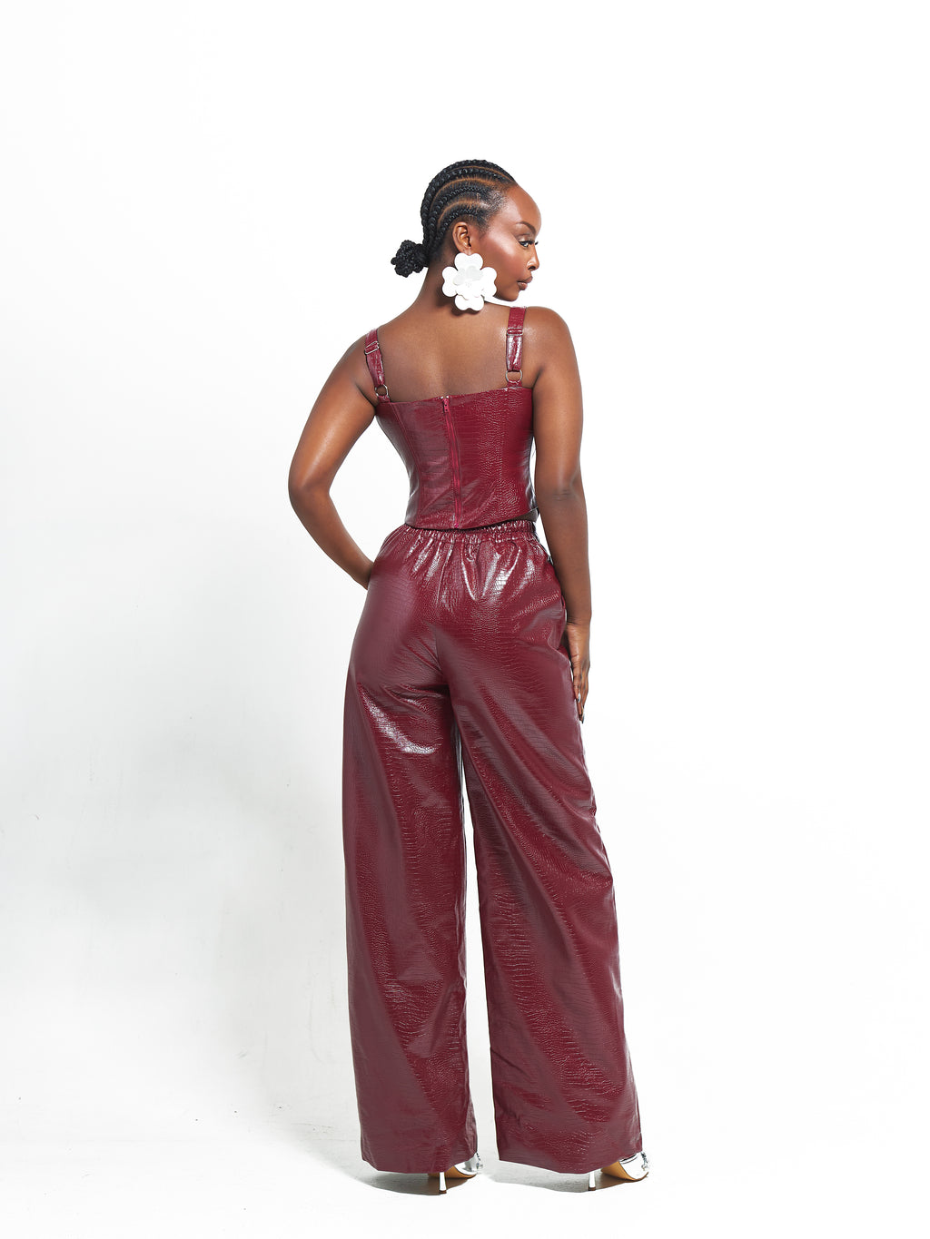 ONO Faux Leather Pants in Burgundy – OFUURE