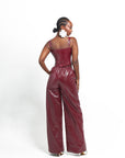 ONO Faux Leather Pants in Burgundy