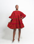 RUWE African Print Tiered Mini Dress