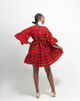 RUWE African Print Tiered Mini Dress