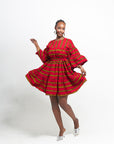 RUWE African Print Tiered Mini Dress