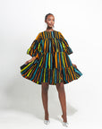 DELE African Print Tiered Mini Dress