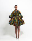 DELE African Print Tiered Mini Dress