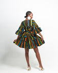 DELE African Print Tiered Mini Dress