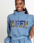 DENIM BLUE QUEEN Plush fleece JOGGER Set