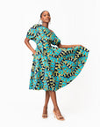 BADE African Print One-shoulder Midi Dress