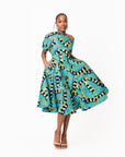 BADE African Print One-shoulder Midi Dress