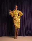 MOYIN African Print Mock Neck Midi Dress