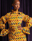 MOYIN African Print Mock Neck Midi Dress