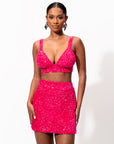 LIZA Sequin Mini Skirt in FUCHSIA