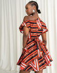 JUNO African Print One-shoulder Mini Dress