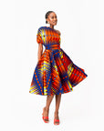 RONKE African Print One-shoulder Midi Dress