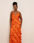 IZA ORANGE RUFFLE MAXI DRESS