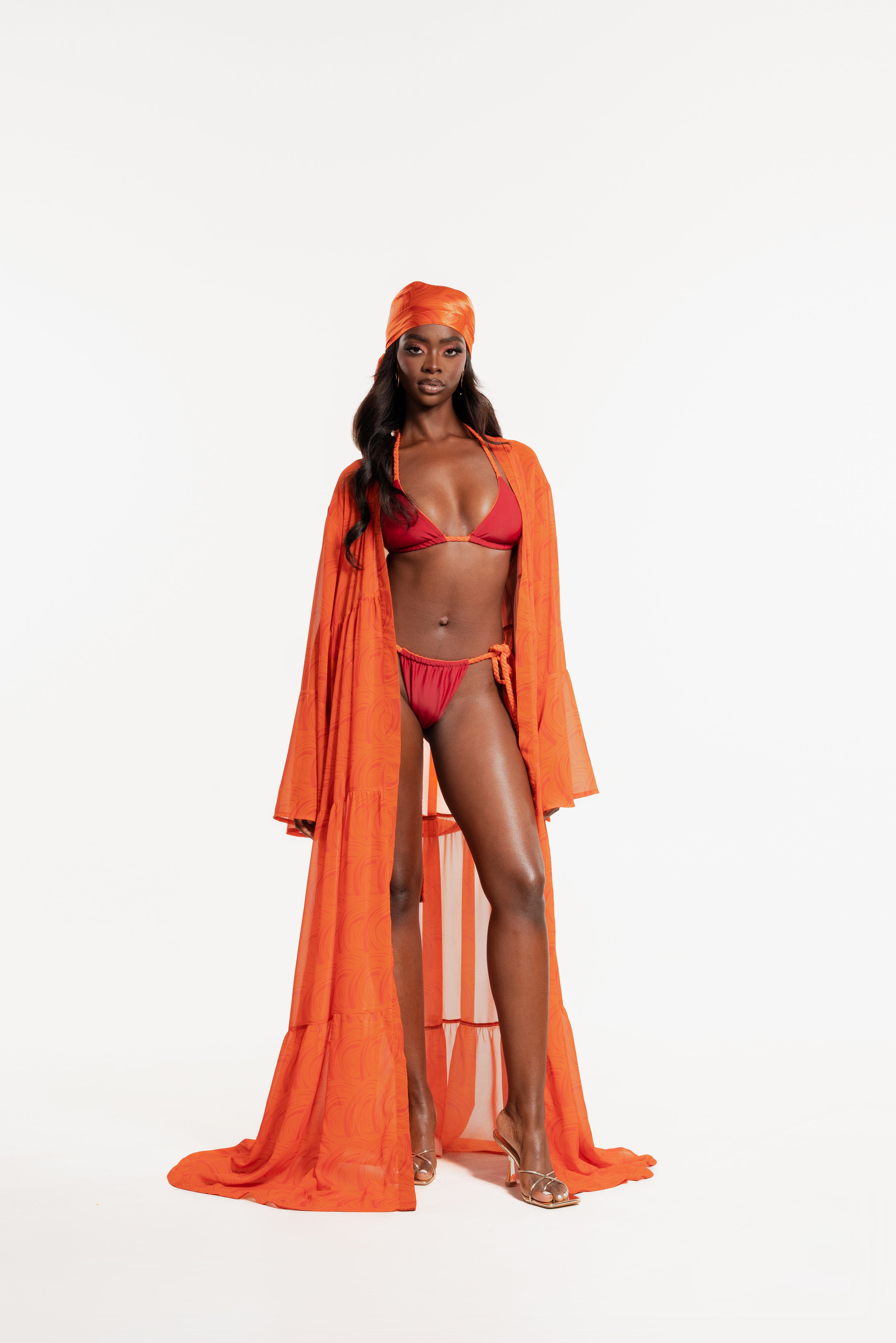 IZA ORANGE LONG SLEEVE CHIFFON KIMONO