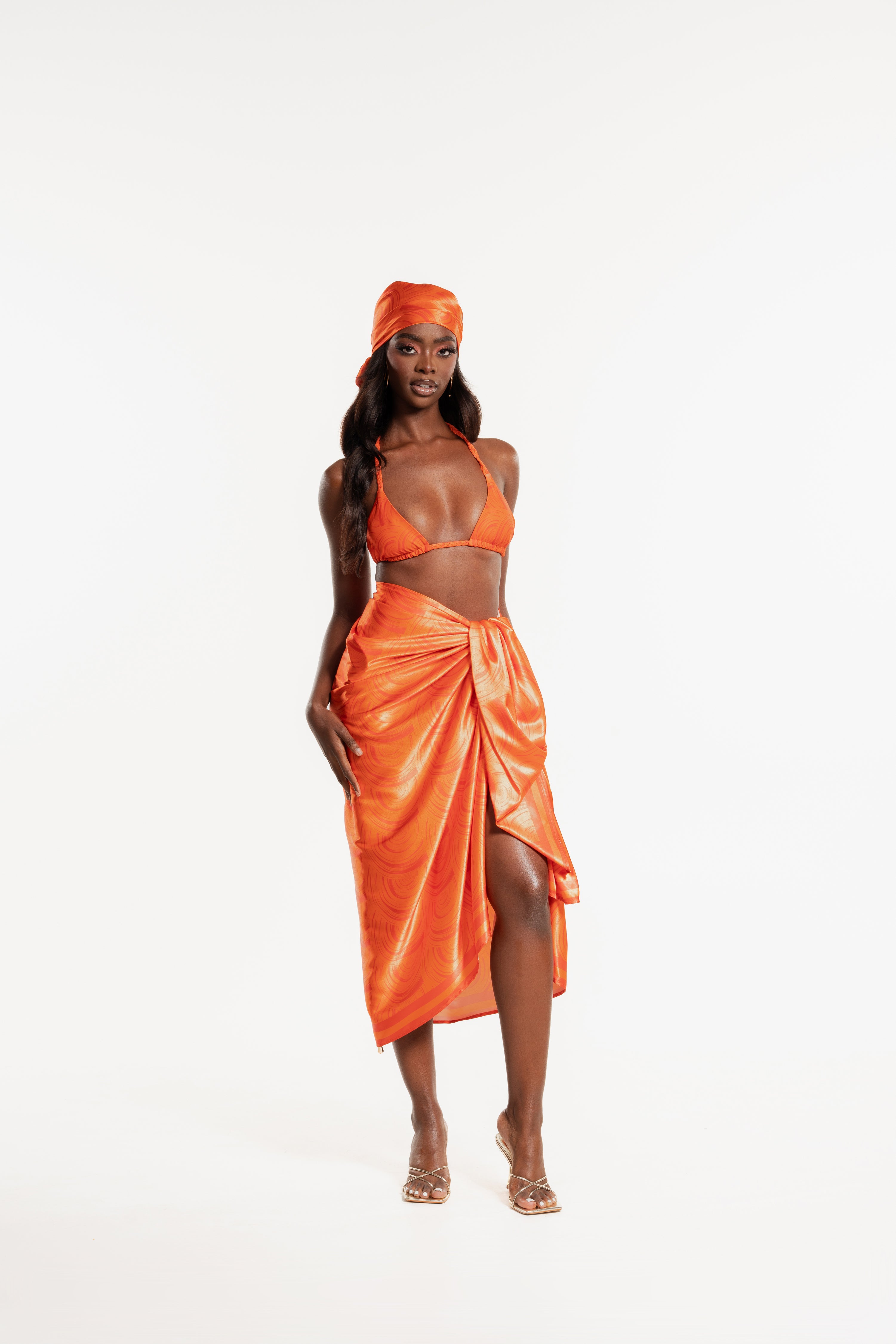 IZA ORANGE XL SILK SCARF