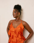 IZA ORANGE RUFFLE MAXI DRESS