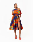 RONKE African Print One-shoulder Midi Dress