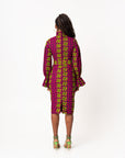 WUNMI African Print Mock Neck Midi Dress