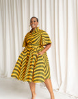 IFE African Print Shirt Midi Dress