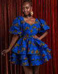 YOMI African Print LAYERED Mini Dress