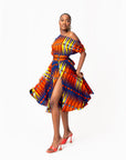 RONKE African Print One-shoulder Midi Dress