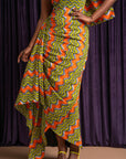 TANI African Print One Sleeve Drape Maxi Dress