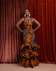 ZEZE African Print Layered Mermaid Dress