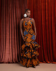 ZEZE African Print Layered Mermaid Dress