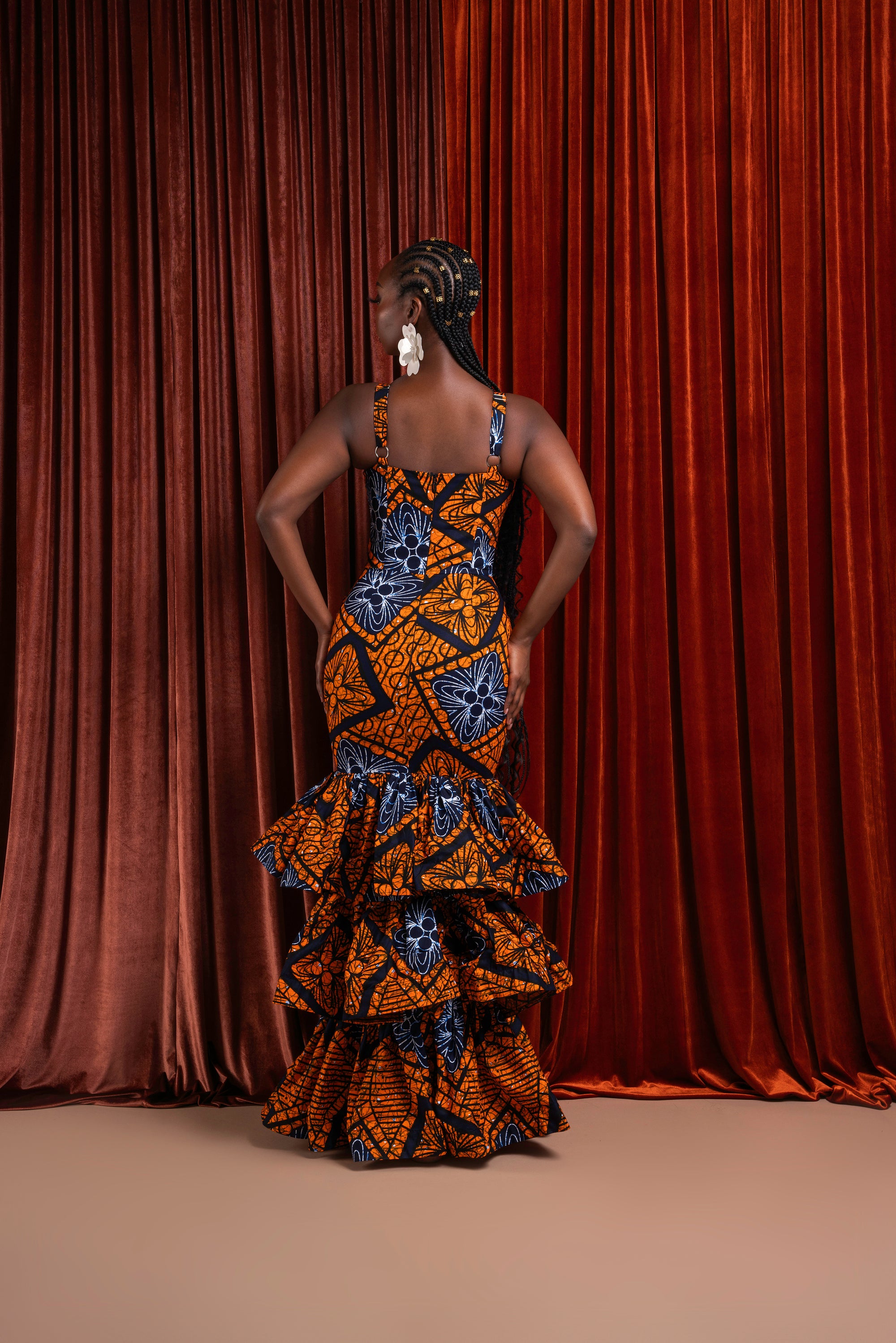 ZEZE African Print Layered Mermaid Dress