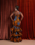 ZEZE African Print Layered Mermaid Dress