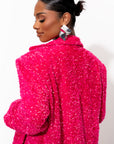 LIZA Sequin Blazer in FUCHSIA