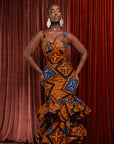 ZEZE African Print Layered Mermaid Dress