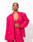 LIZA Sequin Blazer in FUCHSIA