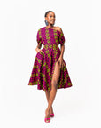 WUNMI African Print One-shoulder Midi Dress