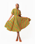 TANI African Print One-shoulder Midi Dress