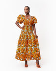 OTTI African print smocked body maxi dress