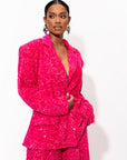 LIZA Sequin Blazer in FUCHSIA