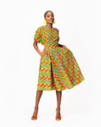 TANI African Print One-shoulder Midi Dress