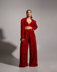 LIZA Sequin Blazer in RUBY