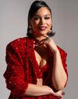 LIZA Sequin Blazer in RUBY