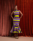 FEMI African Print Maxi Mock Neck Peplum Dress