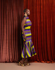 FEMI African Print Maxi Mock Neck Peplum Dress