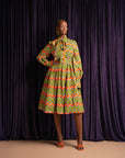 TANI African Print Midi Dress (pussybow)