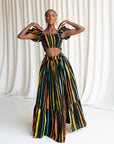 DELE Tiered African Print Maxi Skirt