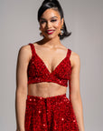 LIZA Sequin Bra Top in RUBY