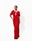 DAYA Sequin Maxi Dress in RUBY