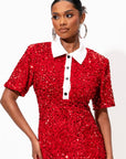 DAYA Sequin Mini Dress in RUBY