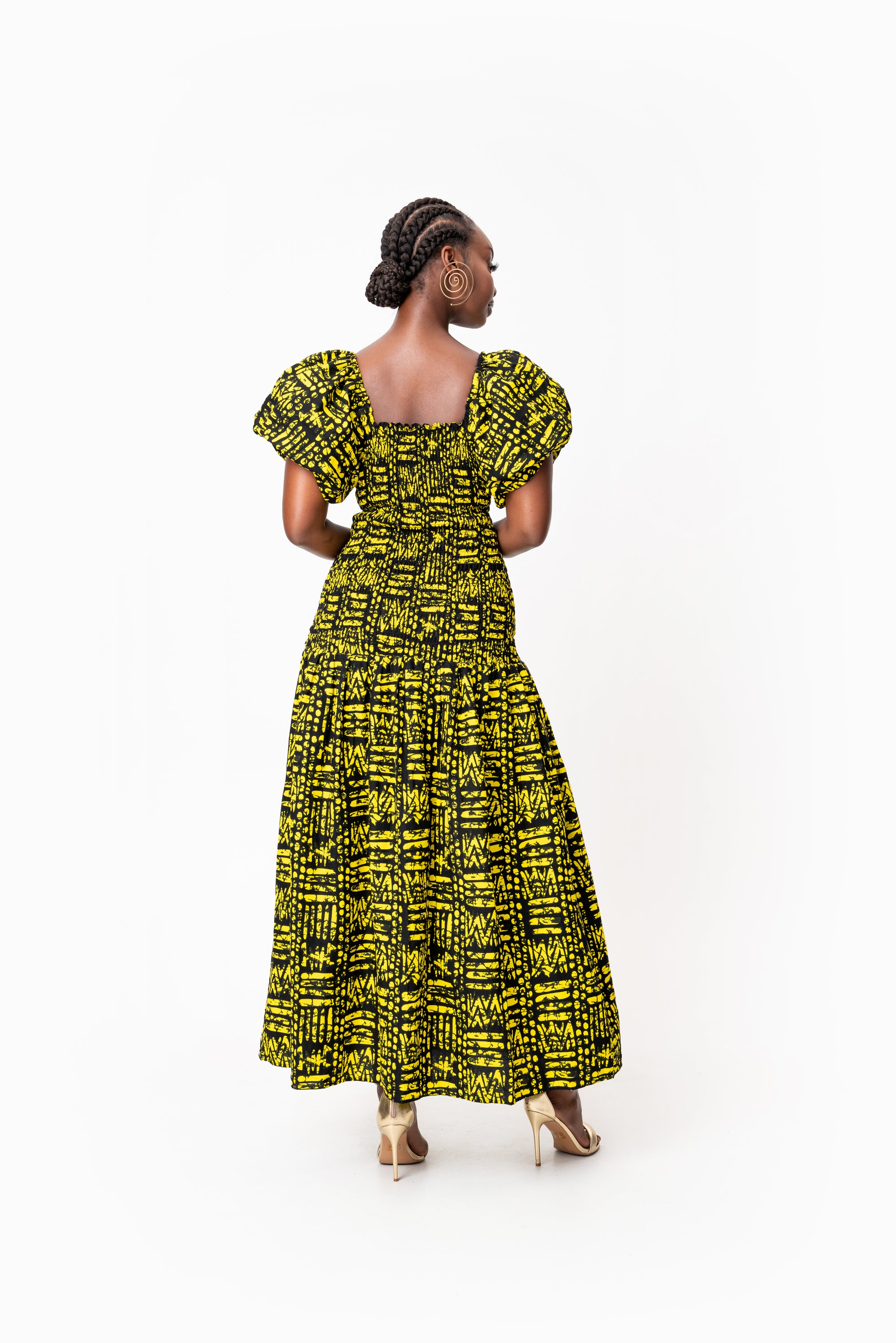 CHIMA African print smocked body maxi dress