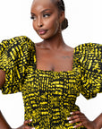 CHIMA African print smocked body maxi dress