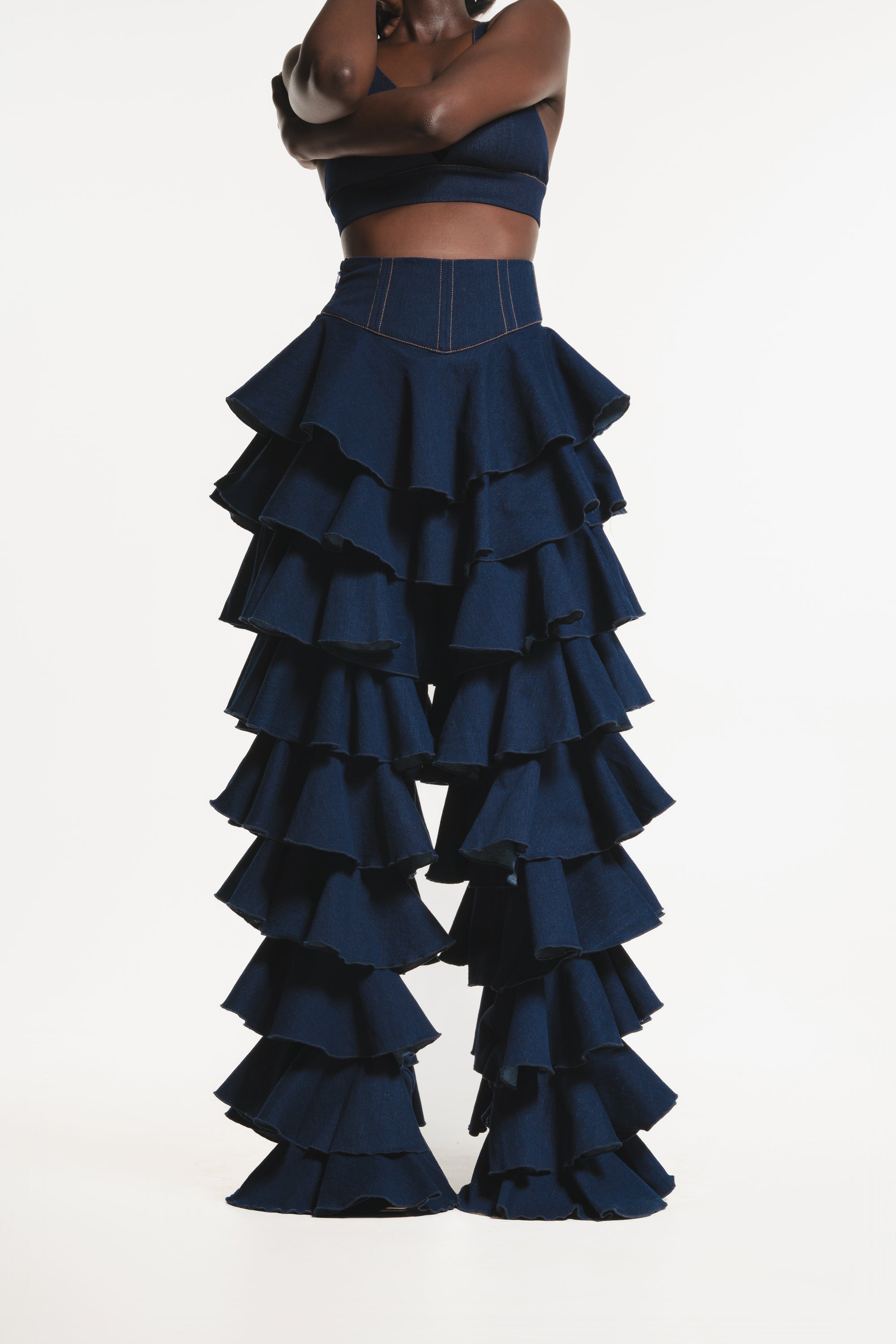 Denim DARIA Ruffle Pants